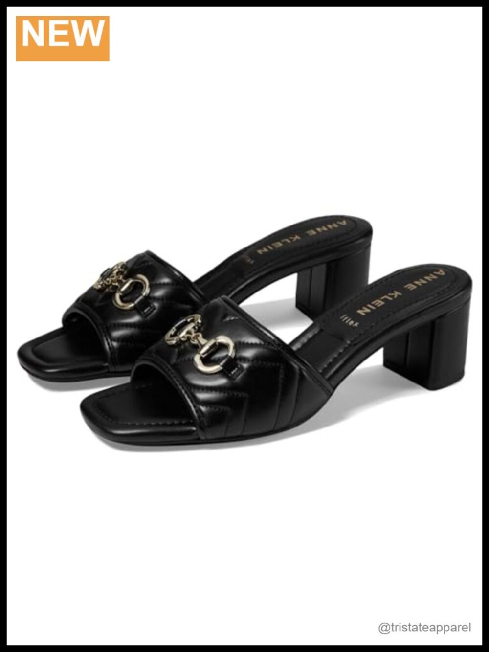 Anne Klein Kendra Pointed Toe Block Heel Slipper Faux Leather